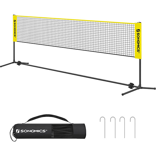 SONGMICS Red de Tenis Bádminton de Longitud, de Pie, Altura Ajustable Entre 107-155 cm